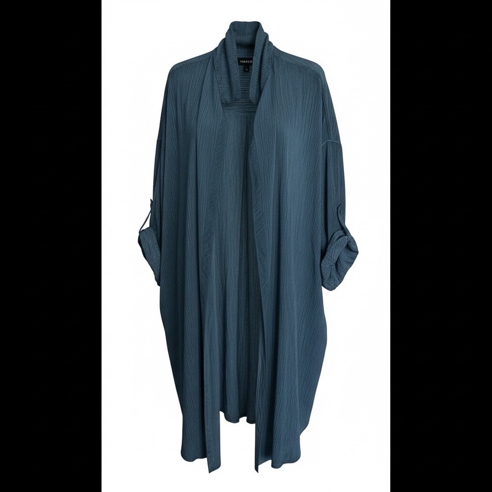 Torrid Legion Blue Gauze Open Front Kimono Roll Tab Sleeve Plus Size 4 4X 26 NEW